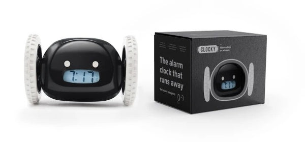 Black Clocky® Alarm Clock On Wheels