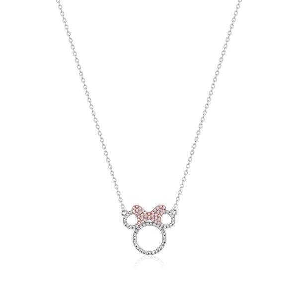 Precious Metal Minnie Mouse Crystal Outline Necklace