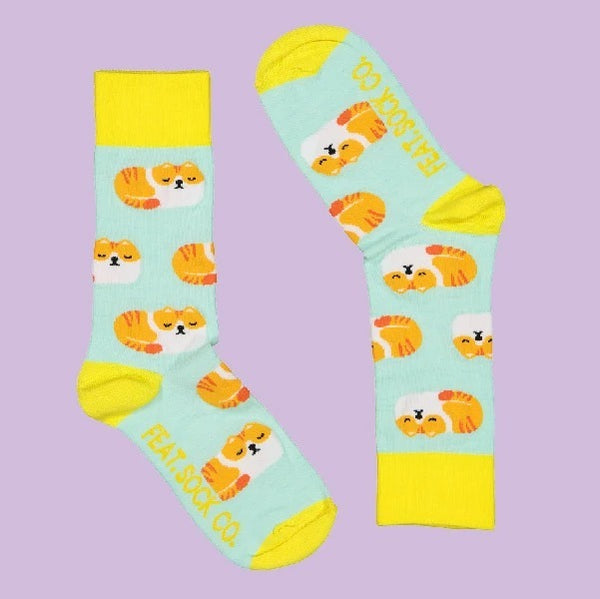Men's Mint/Yellow Grumpy Cat Socks