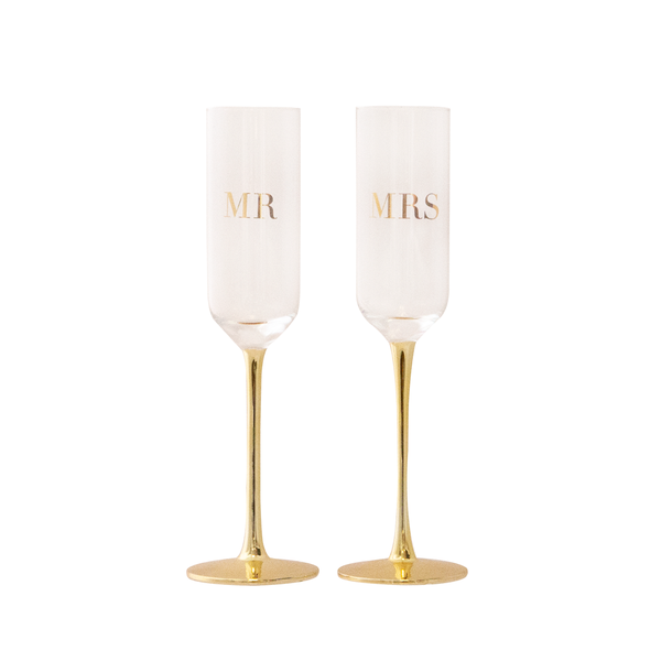 Cristina Re - Champagne Flutes Crystal MR & MRS Set of 2