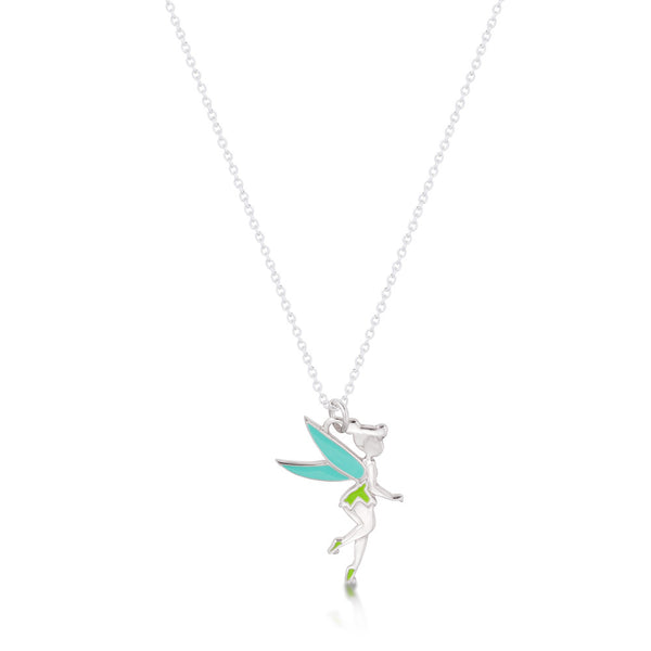 Sterling Silver Gold Plated Tinkerbell Enamel Necklace