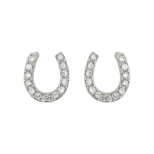 Diamante Horseshoe Earrings Silver