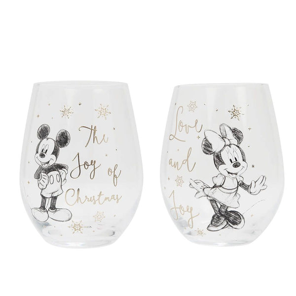 Christmas Collectible Set of 2 Glasses: Mickey & Minnie